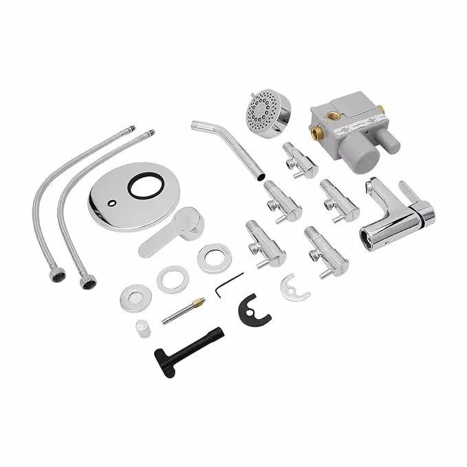 Hindware Splendid Duo Brass Combo Set with High Flow Tap with Single Lever Basin Mixer, F430003CP