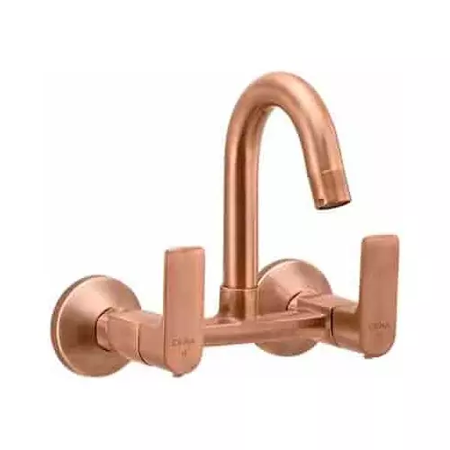 CERA Sink Mixer Wall Mounted With 150 mm Long Swivel Spout Connecting Legs And Wall Flanges 150 mm Rose Gold, F1005502AC