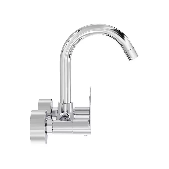 Cera Curve Sink Mixer (Wall Mount) With 150 mm (6 inch) Long Swivel Spout Connecting Legs And Wall Flanges, F1023501