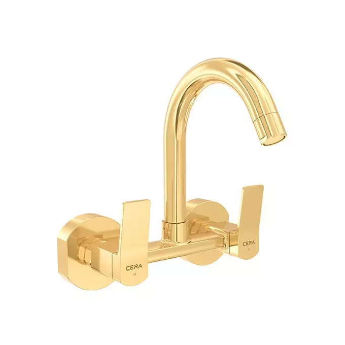 CERA Sylvina Sink Mixer Quarter Turn Wall Mount with Long Swivel Spout, F1021501 Series