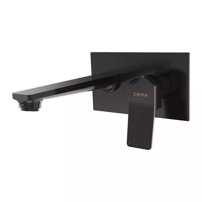 CERA Sylvina Basin Mixer Single Lever Wall Mount PVD Finish Black Matte, F1021474BM