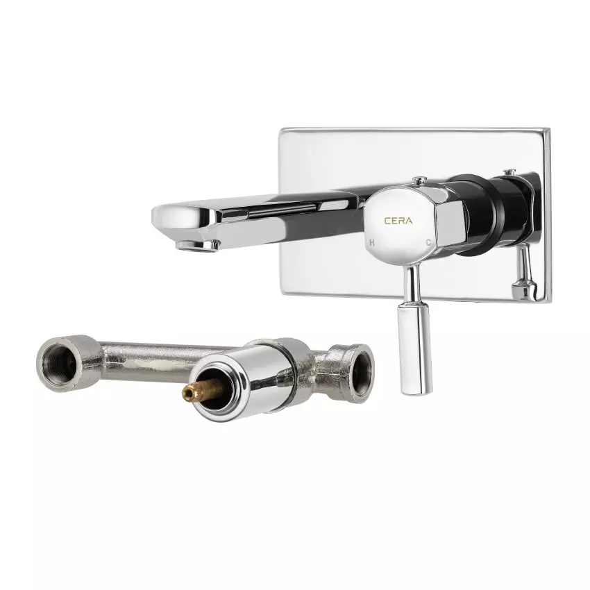 CERA GAYLE Basin Mixer Single Lever Exposed Part + Concealed Part Wall Mount Chrome, F1014473+F4065103