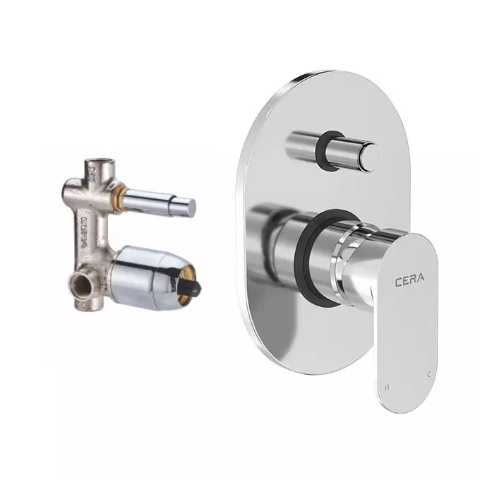 CERA CURVE Diverter Single Lever Exposed Part + Concealed Part Wall Mount Chrome, F1023701+F4010110