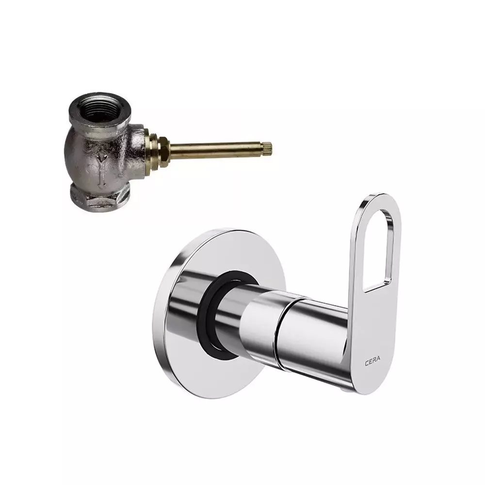 CERA ELANTE Stop Cock Quarter Turn Exposed Part + Concealed Part with Adjustable Wall Flange, F1022351+F4050502