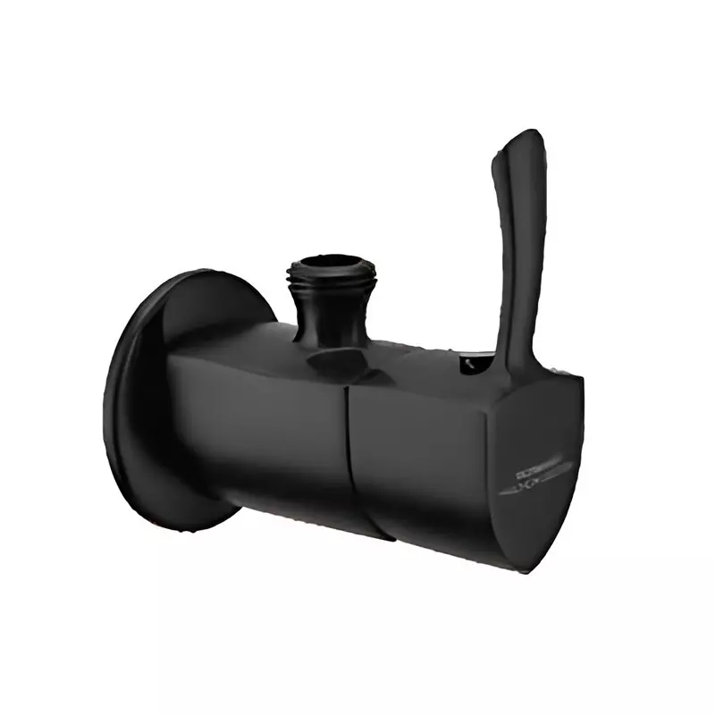 Somany Angle Valve French Collection Arizona Series All Black Finish Metal Body Wall Mount, 272211400121