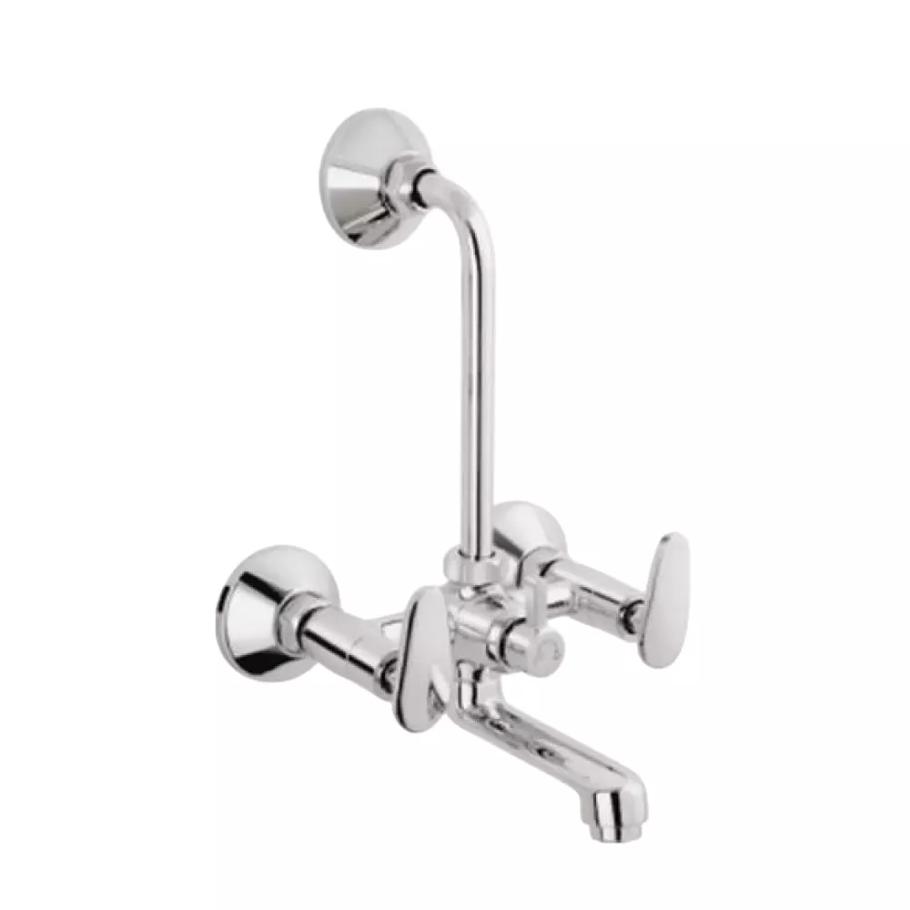Somany Wall Mixer with Provision for Overhead Shower and 115 mm Long Bend Pipe Signature Collection Spanda Series Chrome Finish, 272200440011