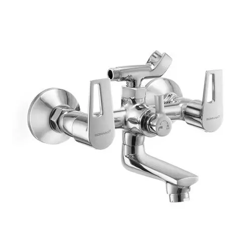 Somany Wall Mixer with Crutch Signature Collection Jupiter Series Chrome Finish Wall Mount, 272201420061