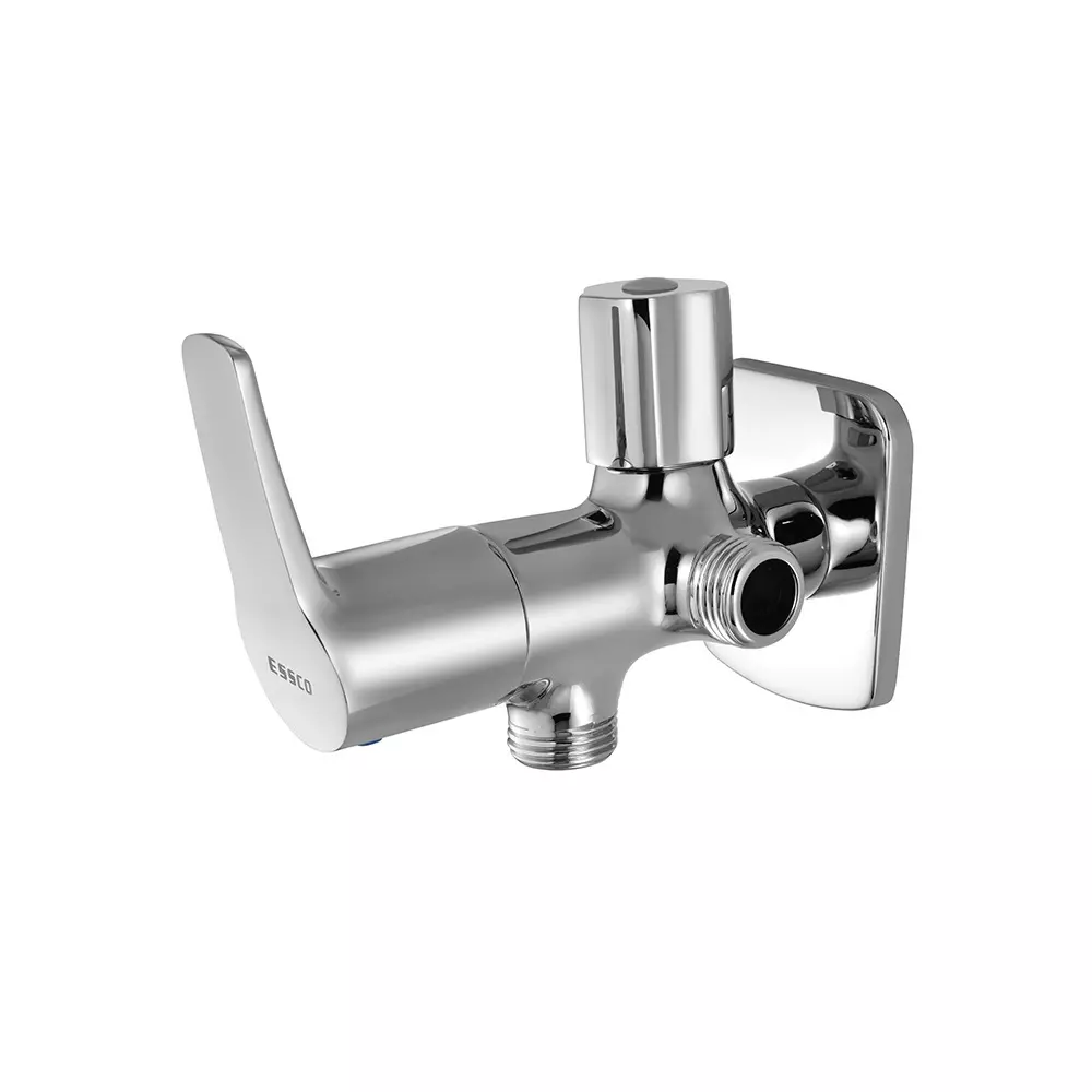 Essco by Jaquar 2-Way Angular Stop Cock Chrome Finish with Wall Flange, STE-107067