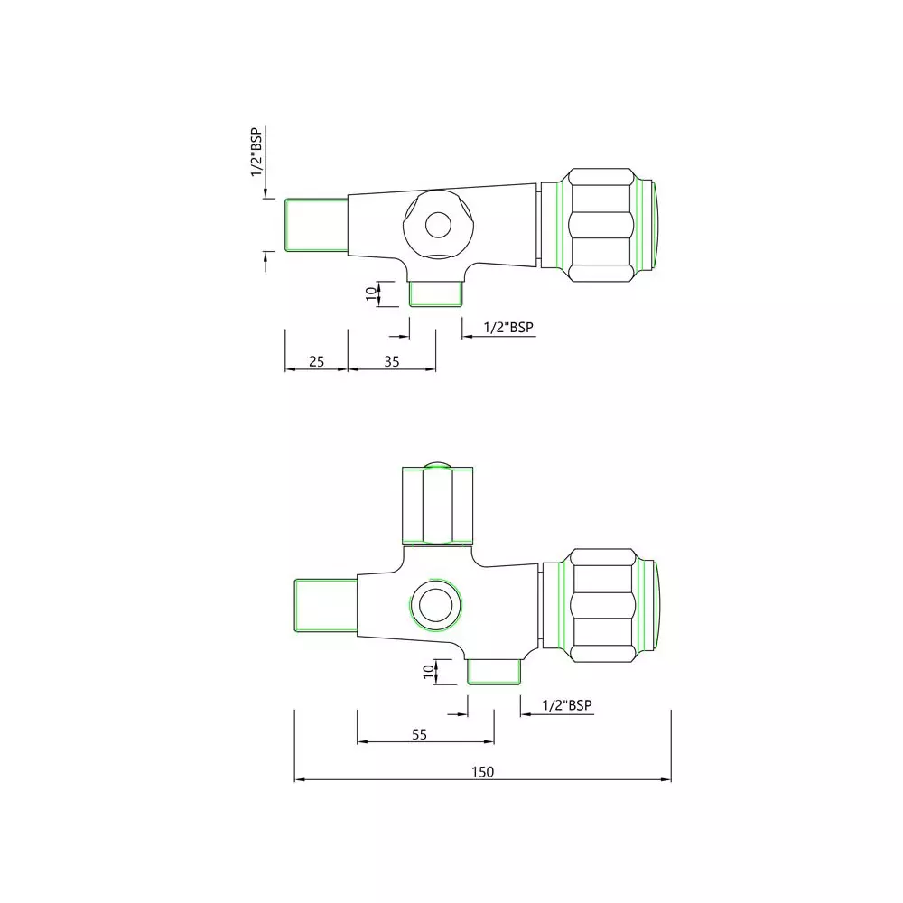 Essco by Jaquar Delux 2-Way Angle Valve Chrome Finish, DLX-526AKN