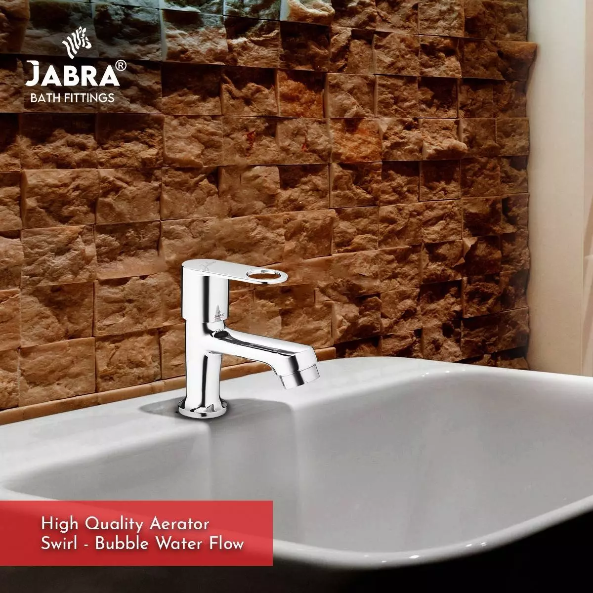 Jabra Pillar Cock Oreo Series Brass Chrome Finish Deck Mount Silver