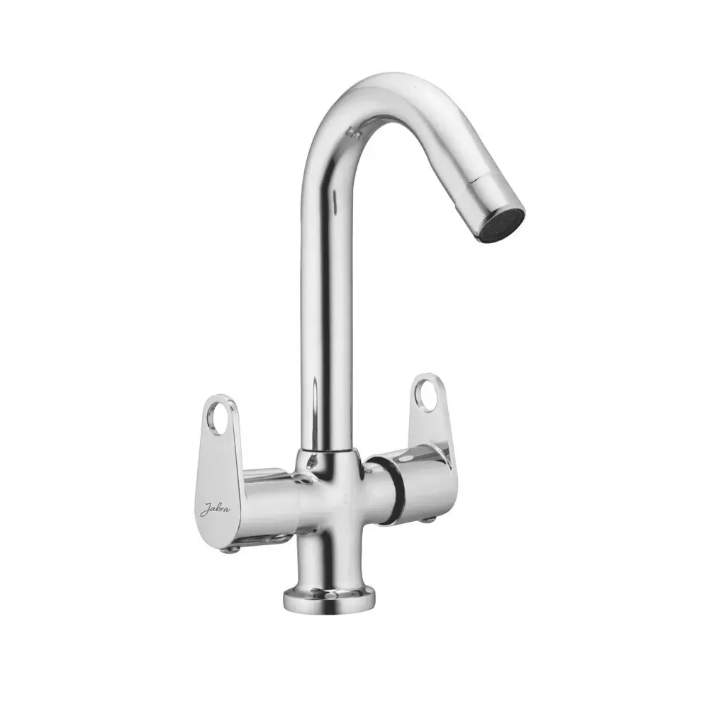 Jabra Center Hole Basin Mixer (L) Sky Series Brass Chrome Finish Deck Mount Silver