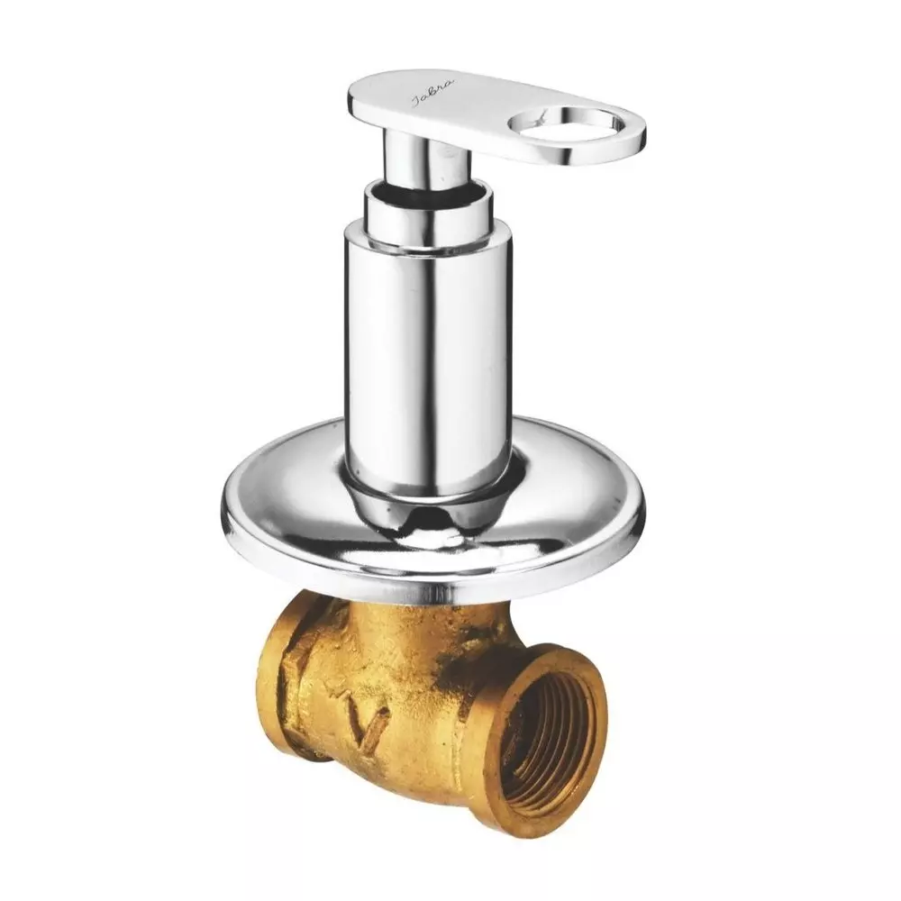 Jabra Concealed Stop Cock (L) Prime Series Brass Chrome Finish Wall Mount 15 mm Silver