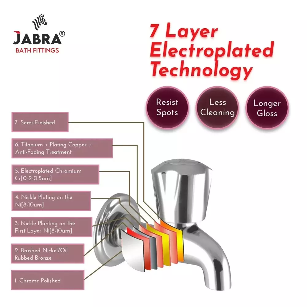 Jabra Bib Cock Sleek Series Brass Chrome Finish Wall Mount Silver