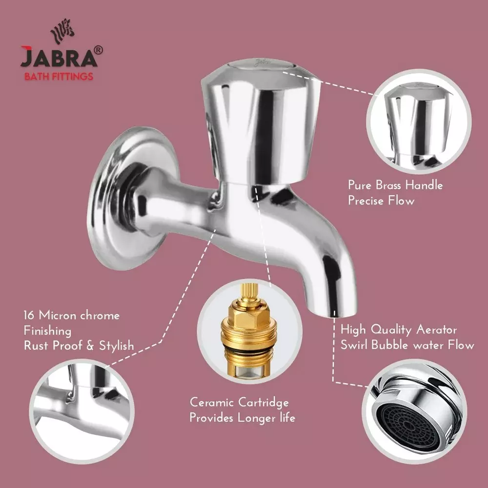 Jabra Bib Cock Sleek Series Brass Chrome Finish Wall Mount Silver