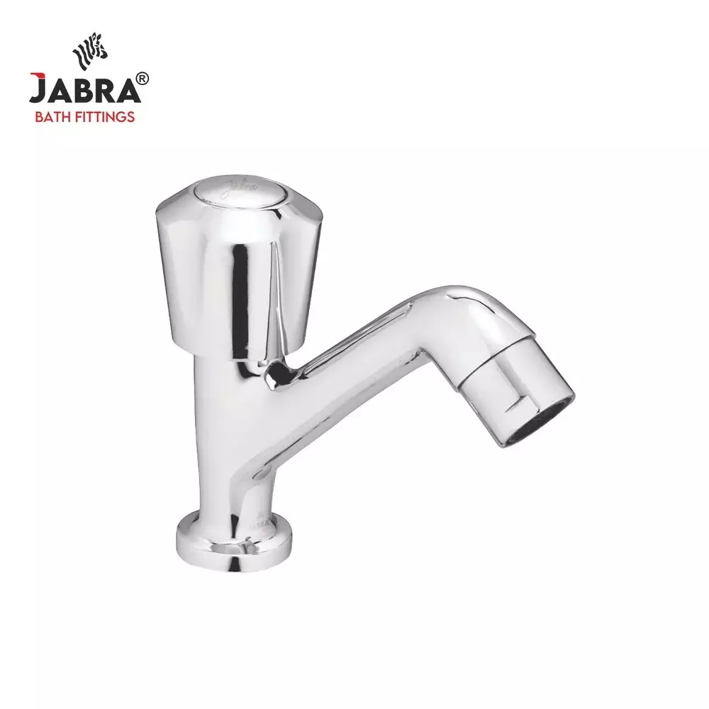 Jabra High Neck Pillar Cock Sleek Series Brass Chrome Finish Deck Mount Silver