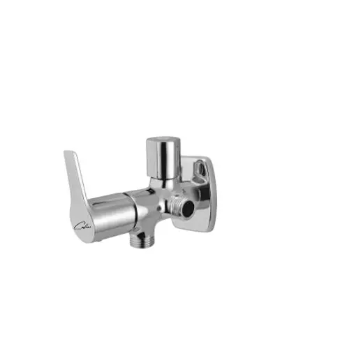 CASLLA Angle Valve Two in One with Wall Flange Cooper Series Brass Chrome Finish Silver, CPR-CHR-822319