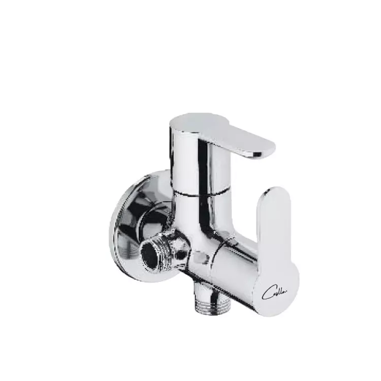 CASLLA Angle Valve Two in One with Wall Flange Clarx Series Brass Chrome Finish Silver, CLX-CHR-722319