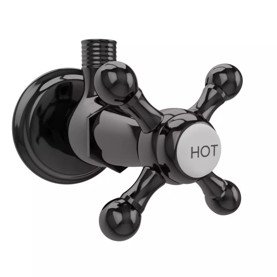 Jaquar Angular Stop Cock With Wall Flange Black Chrome Finish, QQT-BCH-7053