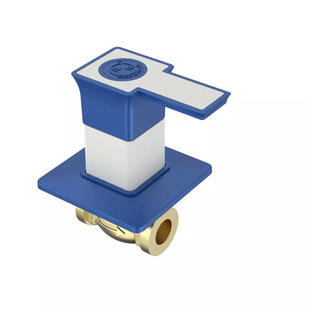 RN Brass Concealed Stop Tap 3/4 Inch (20 mm) Size Metalic Blue White PTMT Body Material for Kitchen & Bathroom Use