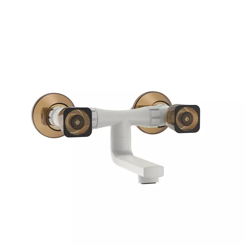 RN PTMT Felicity Collection Wall Mixer Non Telephonic Tap White Hash Brown 1/2 Inch (15 mm) Size, RNFEB20F17