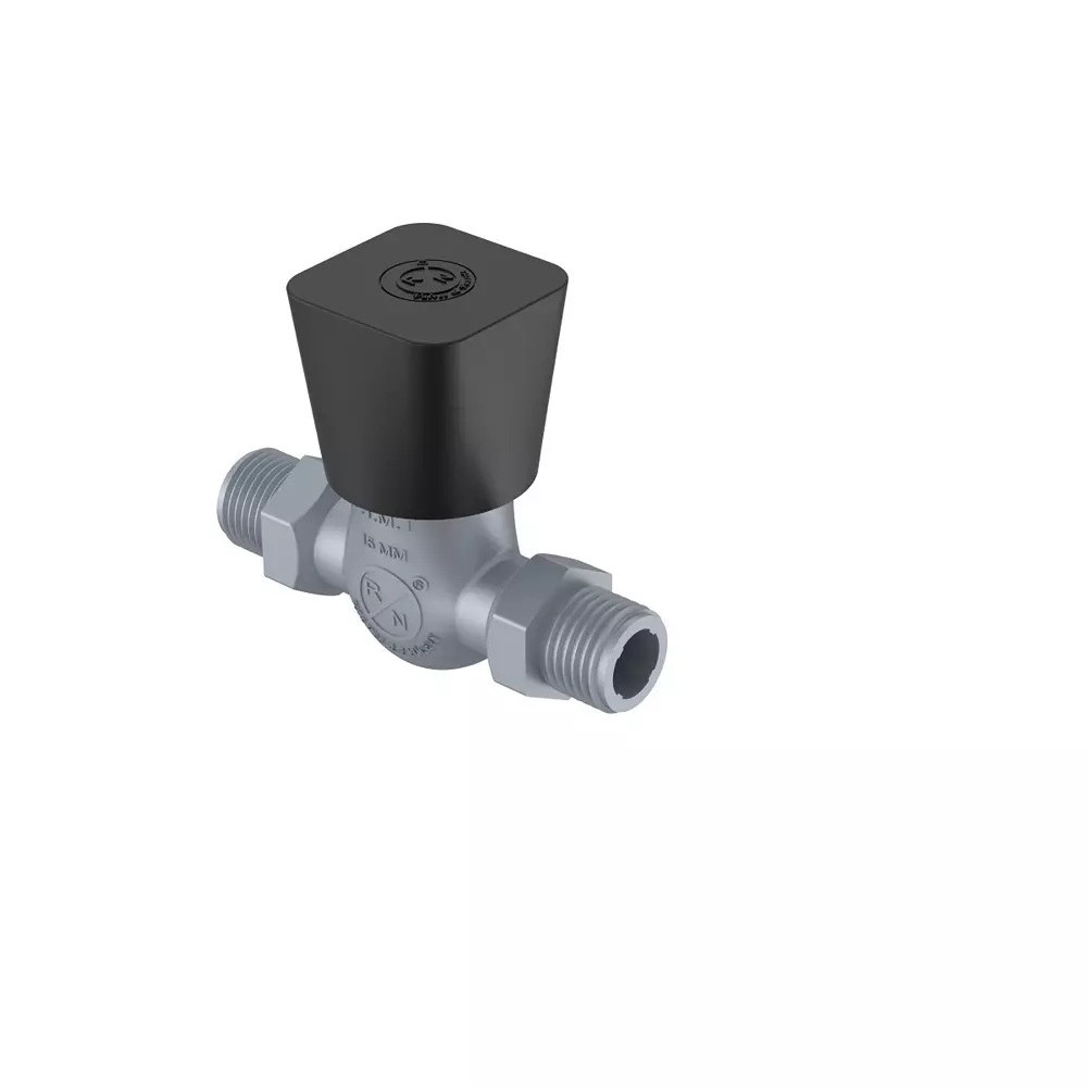 RN PTMT Felicity Collection Male Thread Stop Tap Metallic Grey Black Box Packaging Type 1/2 Inch (15 mm) Size, RNFEB09B39