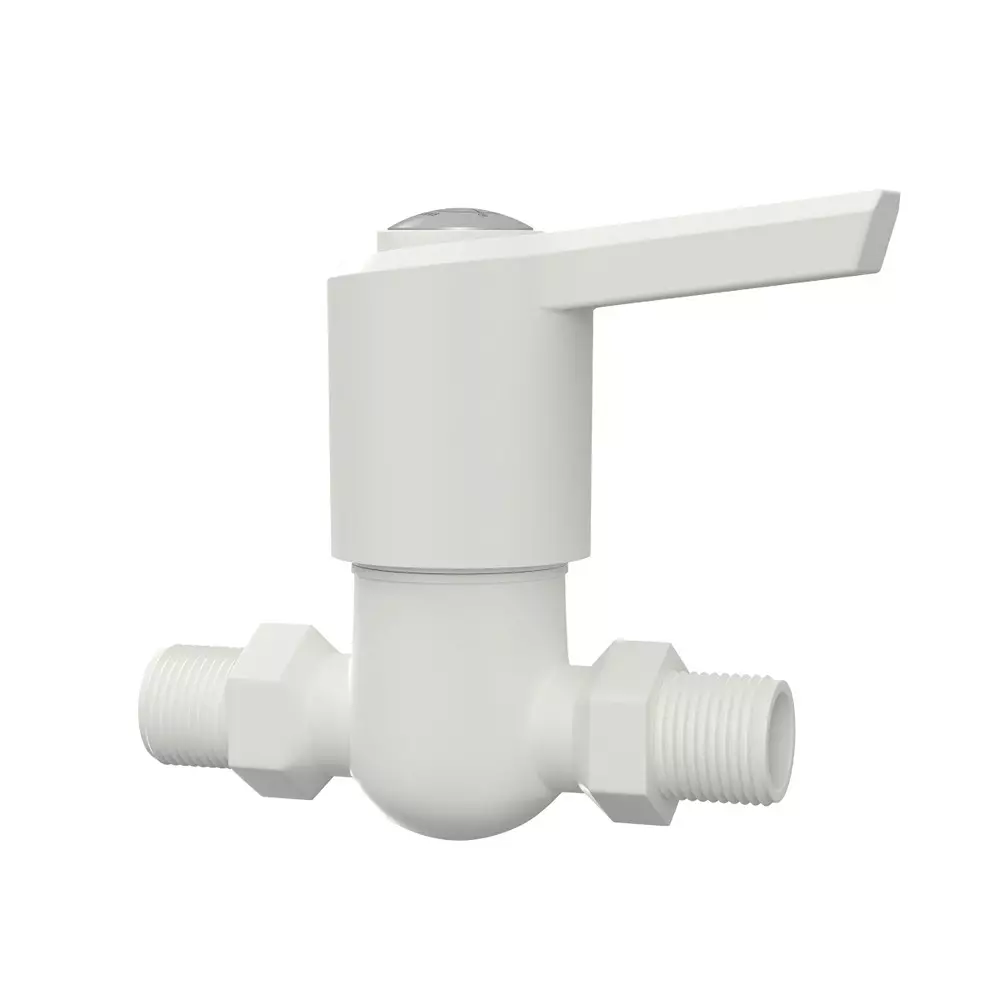 RN Male Thread Stop Tap PTMT White 1/2 Inch (15 mm) Size for Kitchen & Bathroom Use, RNWIN01A39