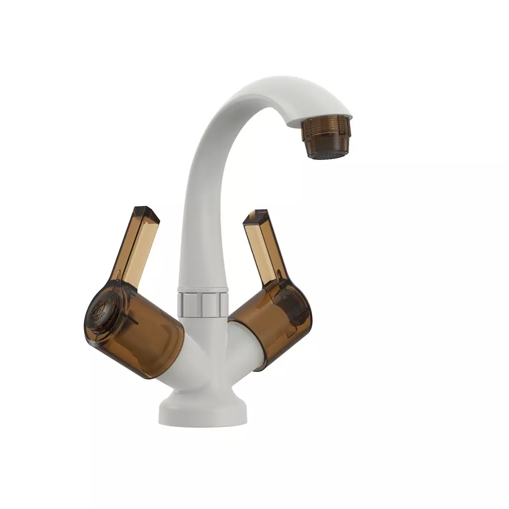 Buy RN Foam Flow Center Hole Basin Mixer Tap PTMT White Hash Brown 1/2 ...