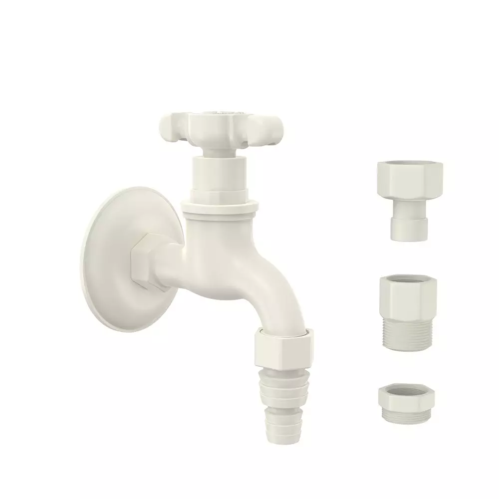 RN Elegance Collection Washing Machine Faucet Tap Kit Box PTMT Ivory 1/2 Inch (15 mm) Size for Kitchen & Bathroom Use, RNELE05A28