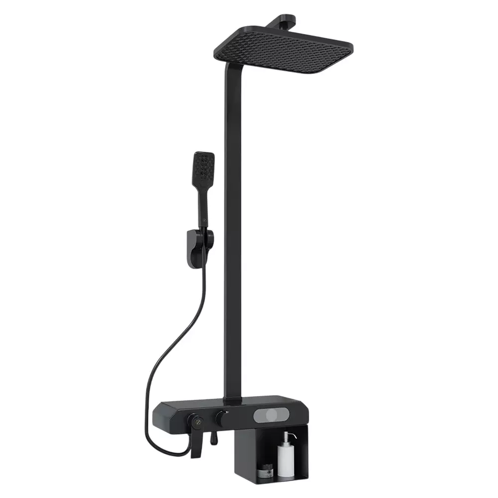 RN Exposed Shower Set Mixer Black Wall Mounted 35x44x128 cm, RN3000EXSH