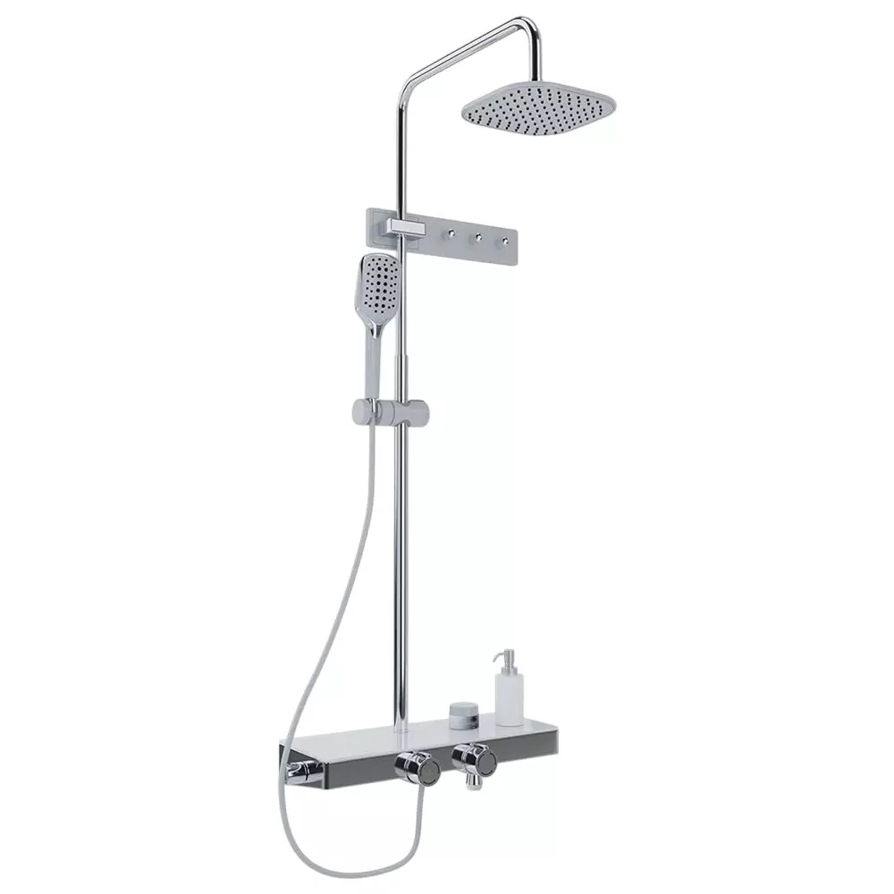 RN Exposed Shower Set Mixer White Wall Mounted 45x43x139 cm, RN3080EXSH