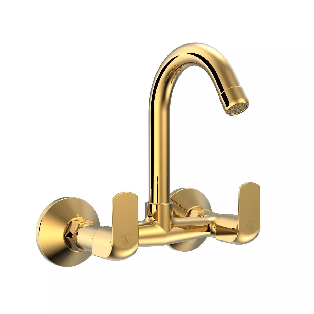 RN Sink Mixer Tap With Swivel Spout Golden Wall Mounted Stainless Steel 1/2 Inch (15 mm) Size for Bathroom & Toilets Use, RNSOP32G18