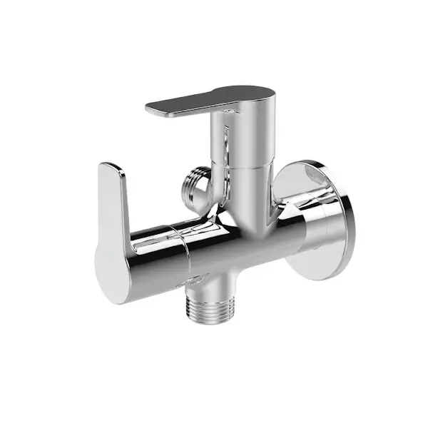 IVAS Elanza Angle Tap Double Handle 2 Way Wall Mounted Chrome Finish Silver for Bathroom & Toilets Use, IM12008825