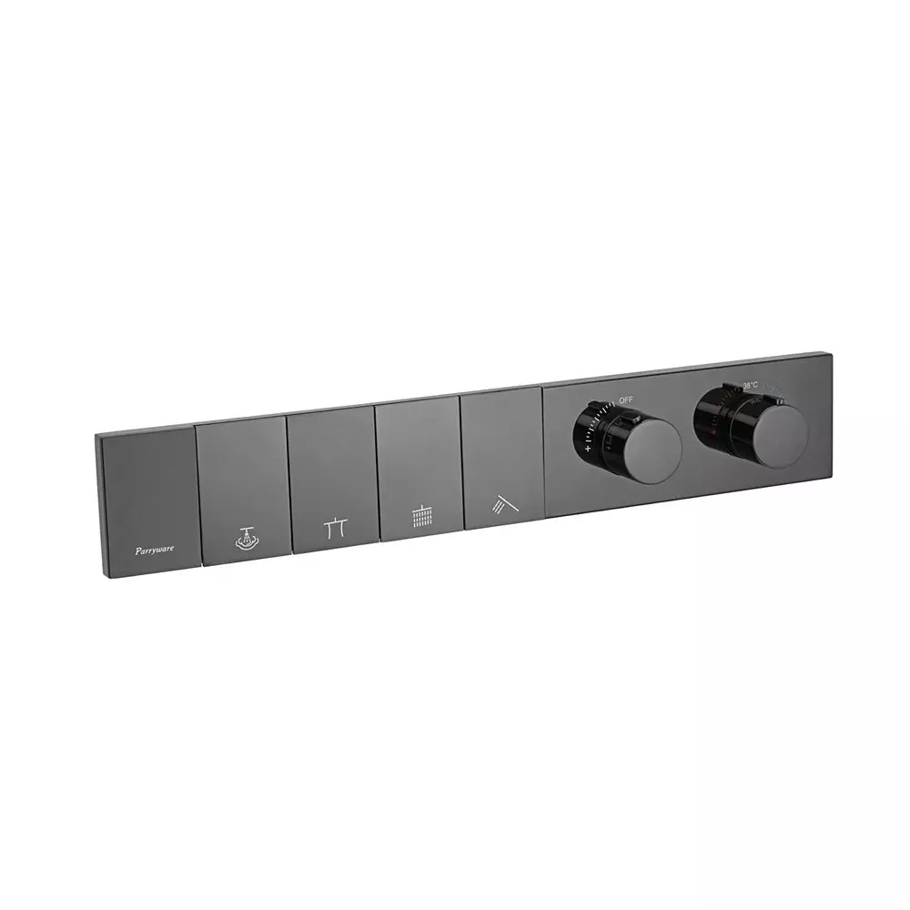 Parryware Harmony Thermostatic Diverter Upper Trim Piano Type 4-Way Shiny Black, T5149A5