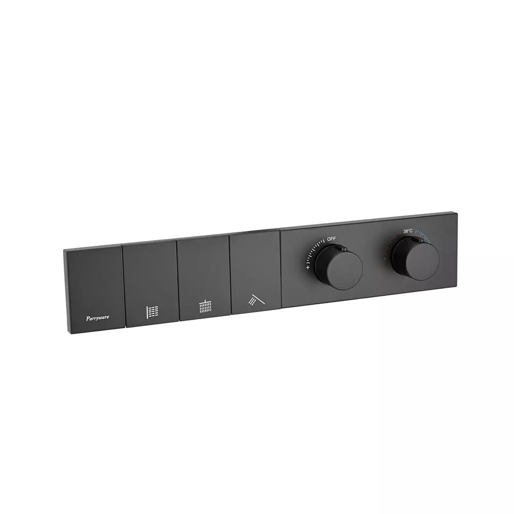 Parryware Harmony Thermostatic Diverter Upper Trim Piano Type 3-Way Matte Black, T51487C