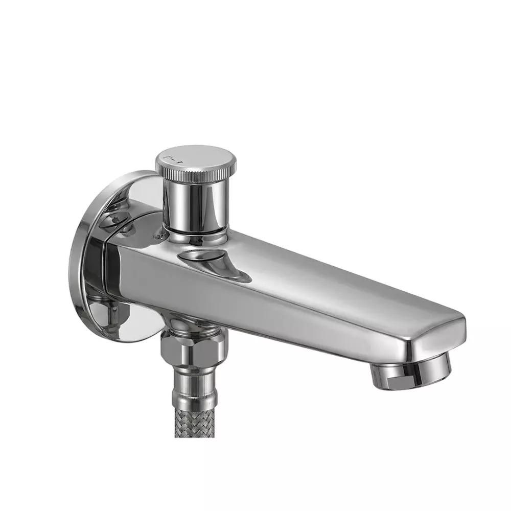 PLUMBER Ecoline Series Evion Range Wall Spout with Button Attachment, Chrome Finish and Wall Mounted, EVN-4106
