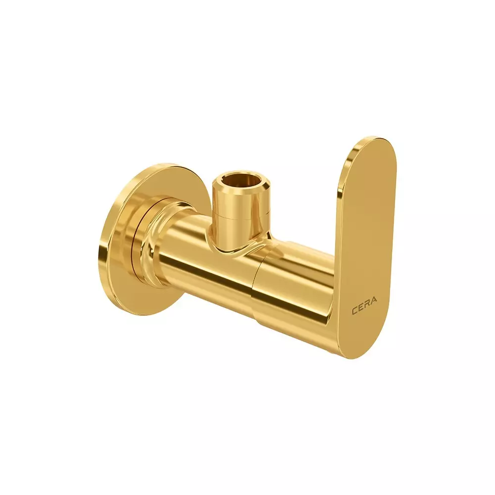 CERA Curve Angle Tap With Wall Flange French Gold Wall Mounted for Bathroom Use, F1023201FG