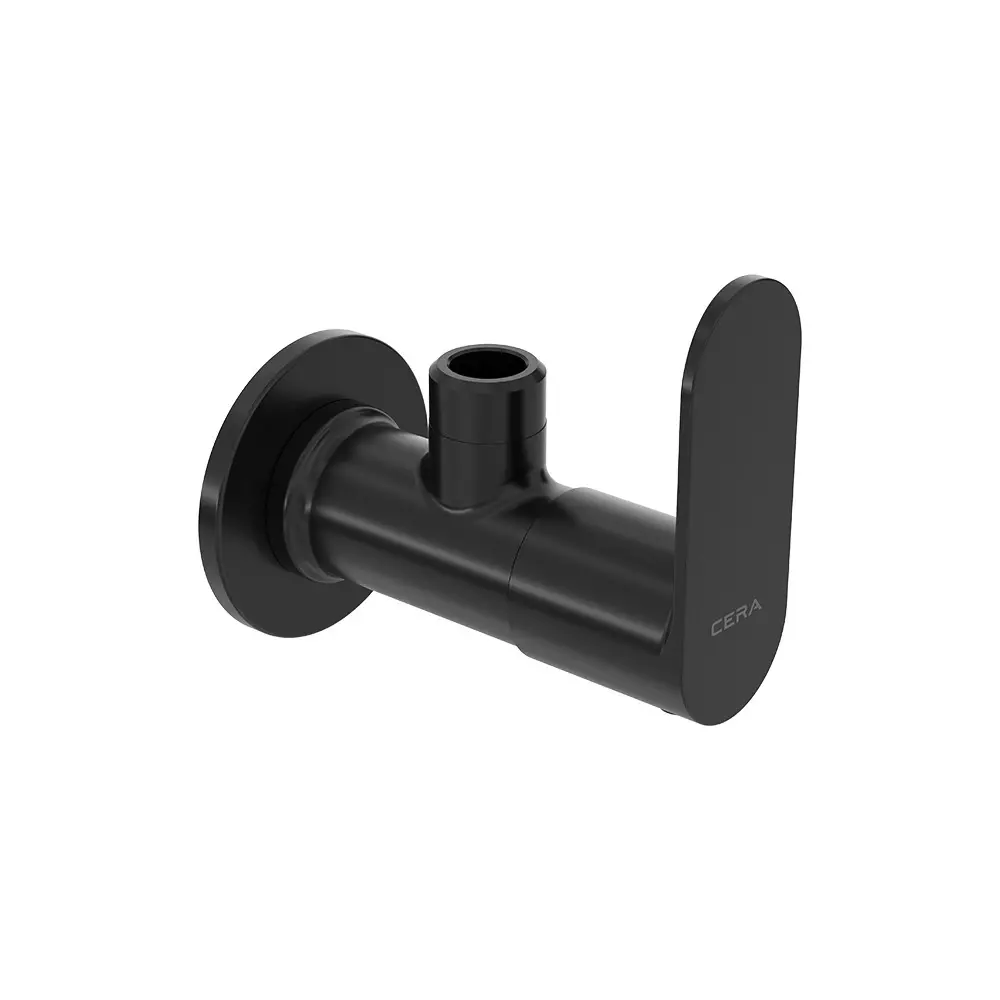 CERA Curve Angle Tap With Wall Flange Satin Black Wall Mounted for Bathroom Use, F1023201SB