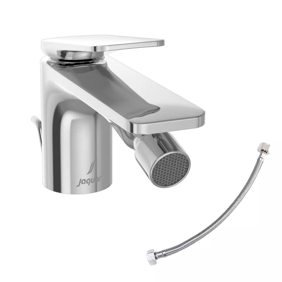 Jaquar Laguna Single Lever Bidet Mixer Tap with Popup Waste System & 375 mm Hose Pipe 1-Hole Silver Stainless Steel for Home Use, LAG-CHR-91213B