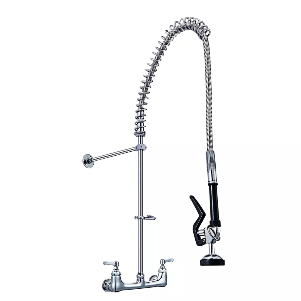 Zephyr Heavy Duty Pre-Rinse Faucet with Double Hole Deck Mounted 10 Bar Polished Chrome for Kitchen Wash Station, ZPRFD7
