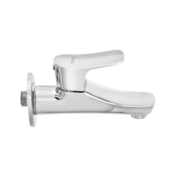 CERA Perla Quarter Turn Single Lever Wall Mount Bib Cock with Wall Flange and Aerator, F1012151