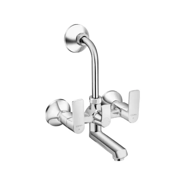 CERA Chelsea Quarter Turn Three Lever Wall Mount Wall Mixer with Bend Pipe, F1016401