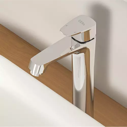 CERA Vine Single Lever Basin Mixer with Extended Body and Braided Connection Pipe, F1020452