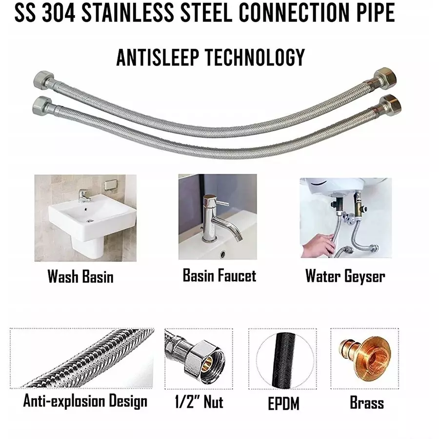 Fastgear Bathroom Faucet Set Stainless Steel Chrome Finish Silver, FG969