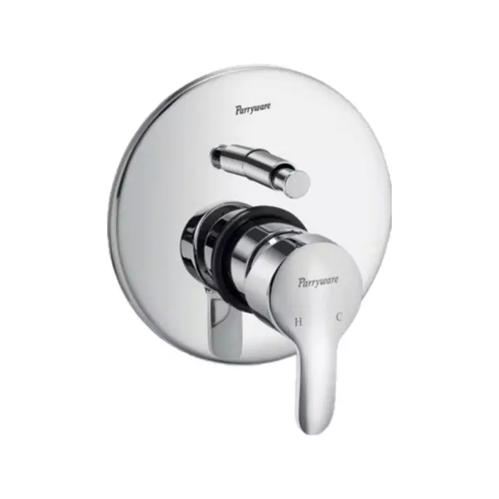 Parryware Ultra High Flow Diverter Upper Trim Pruno Series Silver Stainless Steel Chrome Finish, T5850A1