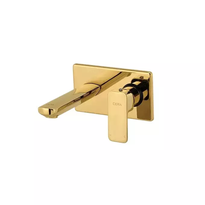 CERA Sylvina Basin Mixer Single Lever Wall Mount PVD Finish French Gold, F1021474FG