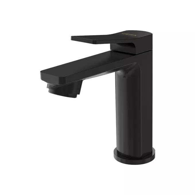 CERA Sylvina Pillar Cock Quarter Turn Deck Mount PVD Finish Black Matte with Aerator, F1021101BM