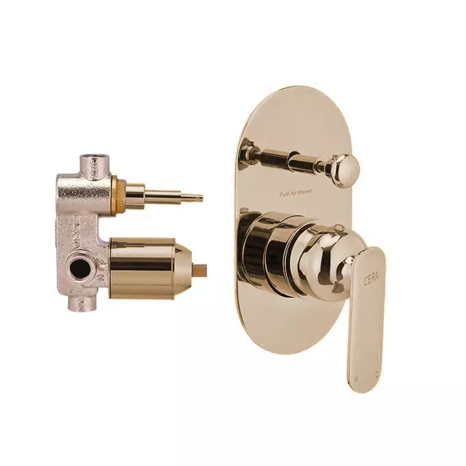 CERA BROOKLYN Diverter System Quarter Turn Exposed Part + Concealed Part Wall Mount Antique Brass, F1018722BA+F4030101BA