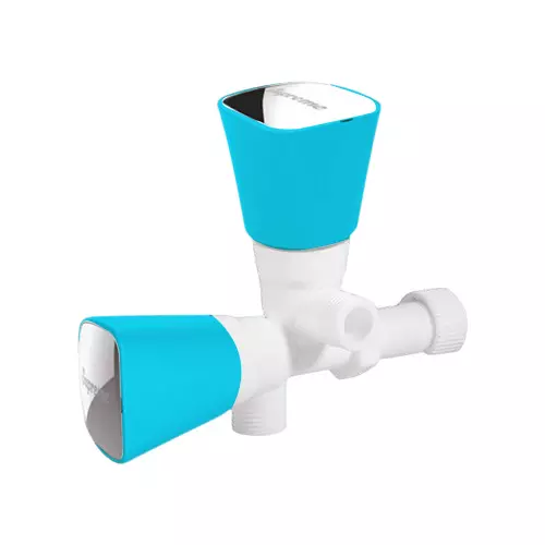 SUPREME Crown Series 2-Way Right Angle Stop Tap Quarter Turn Plastic, Blue