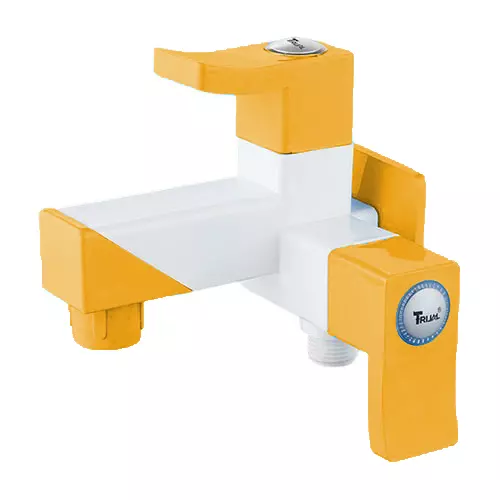 TRIJAL Guppy Pluse Two Way Bib Cock With Flange White, Gold 15 mm Thread & 20 mm Spindle, GPP-106 (Pack of 16)