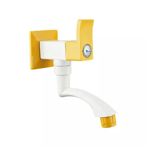 TRIJAL Guppy Pluse Magic Sink Cock With Flange White, Gold 15 mm Thread & 20 mm Spindle, GPP-119 (Pack of 24)